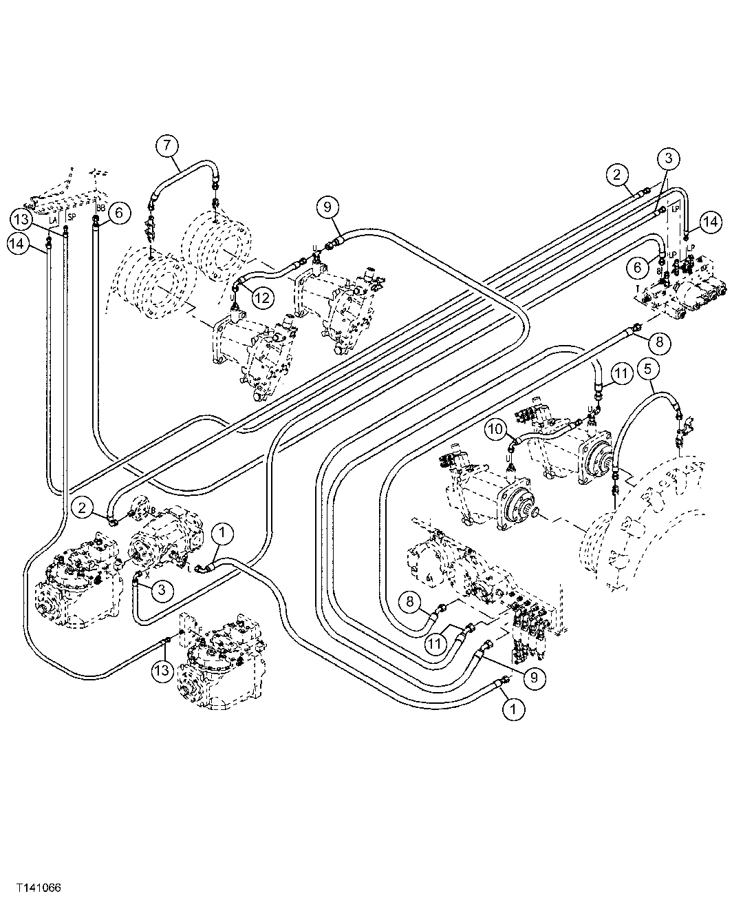Hydrostatic Return And Test Port Hoses (S.N. -005599)