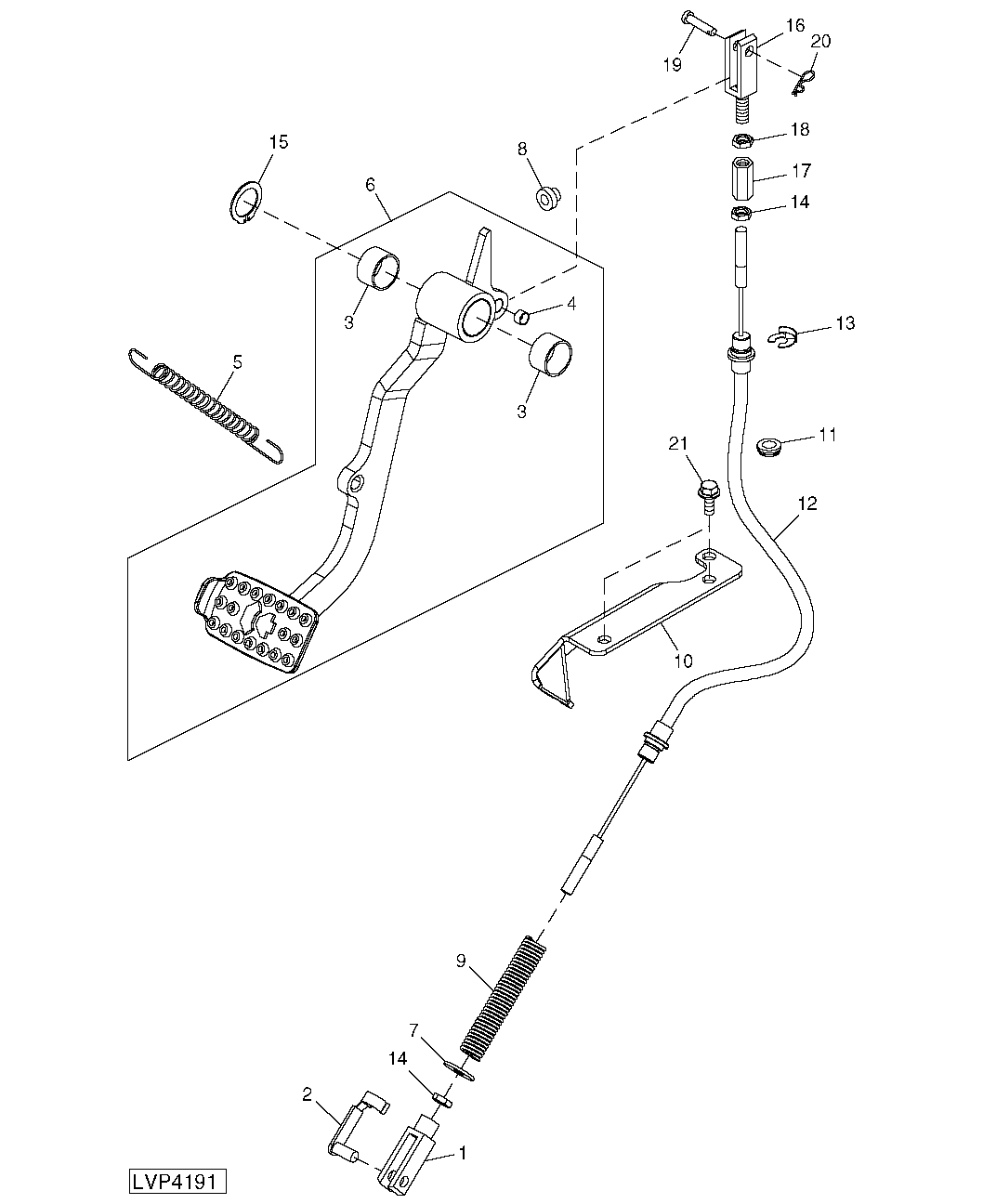 CLUTCH PEDAL AND LINKAGE (WITH CAB/ISOLATED OPEN OPERATOR STATION)