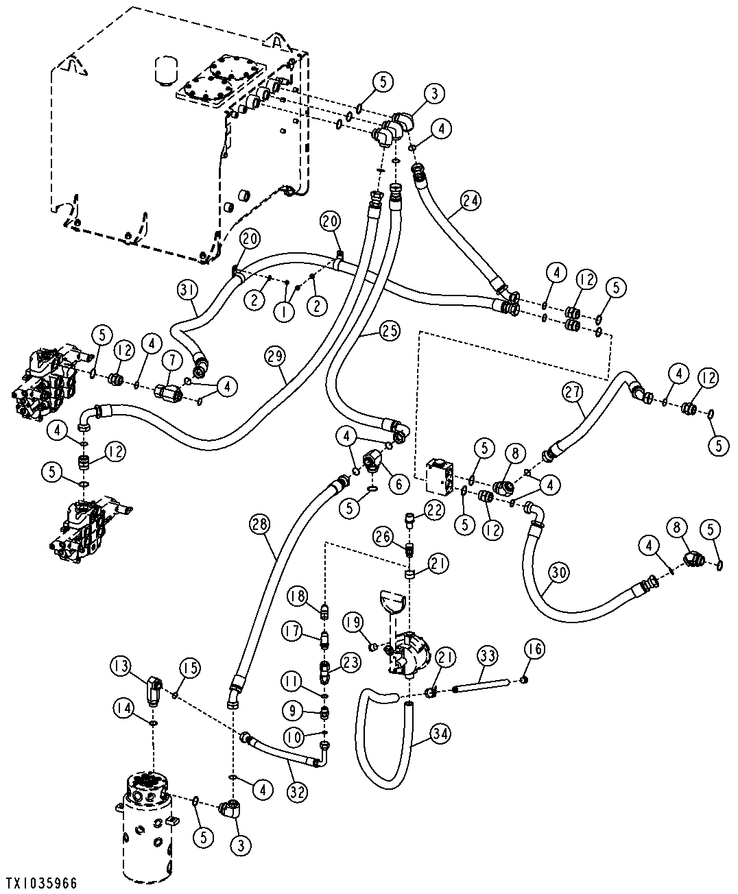 HYDRAULIC SYSTEM - RETURN LINES (SN 167282-175661)