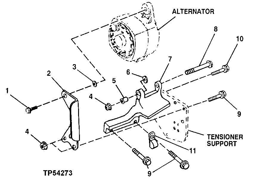 ALTERNATOR MOUNTING BRACKET & STRAP (65, 95 & 120 AMP) (BOSCH)