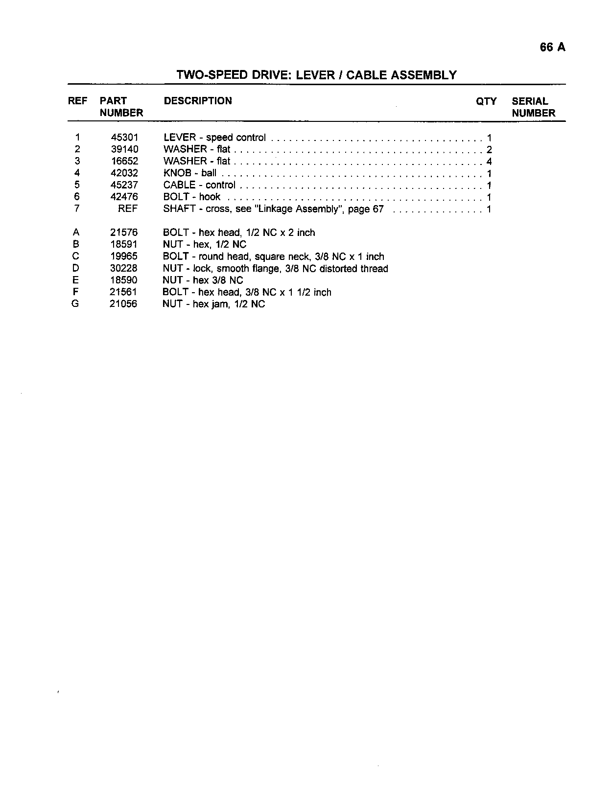 Two-Speed Drive: Lever/Cable Assembly (Continued)