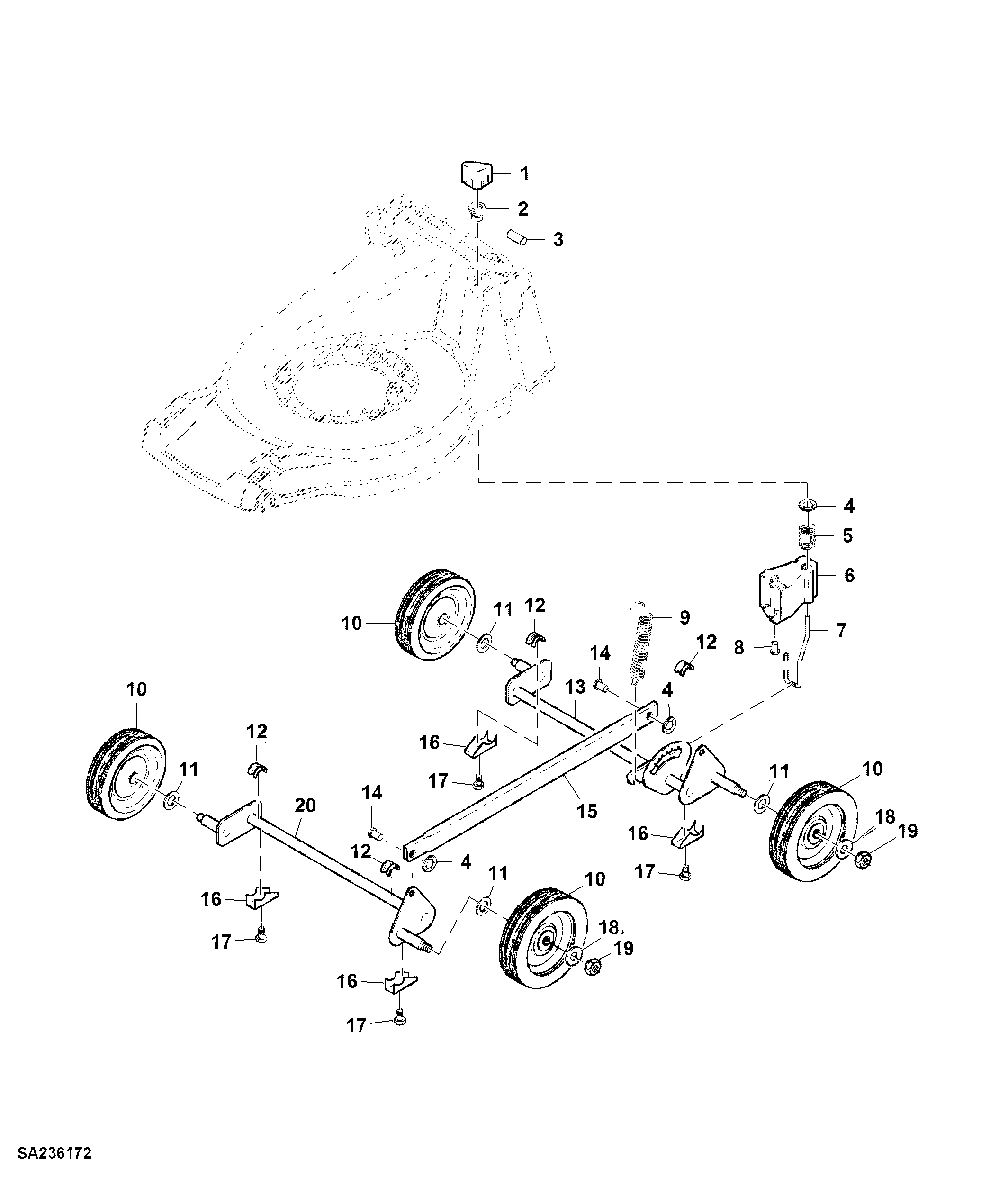 Front Axle / Rear Axle / Height Adjustment / Wheels