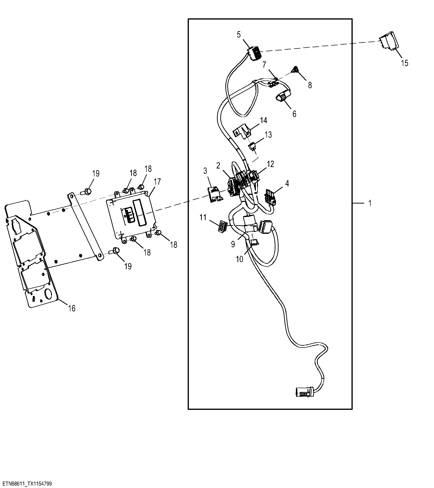Loader Controller and Auxiliary Harness, Single Lever