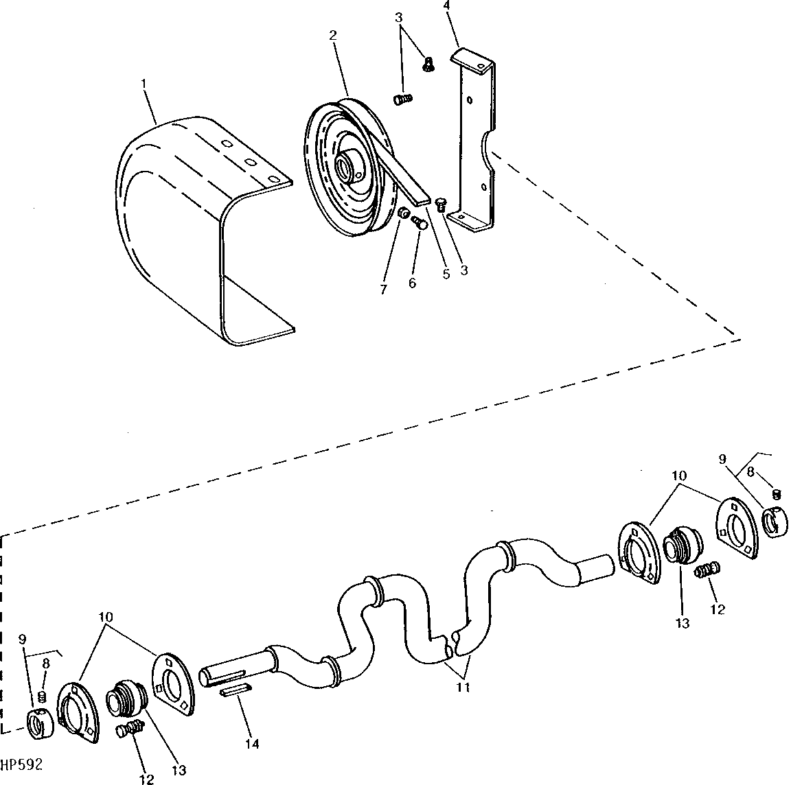 Straw Walker Rear Crankshaft and Straw Spreader Drive Sheave and Shield
