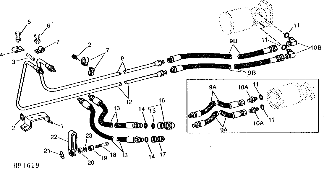 HYDROSTATIC DRIVE REEL OIL LINES ON PLATFORM
