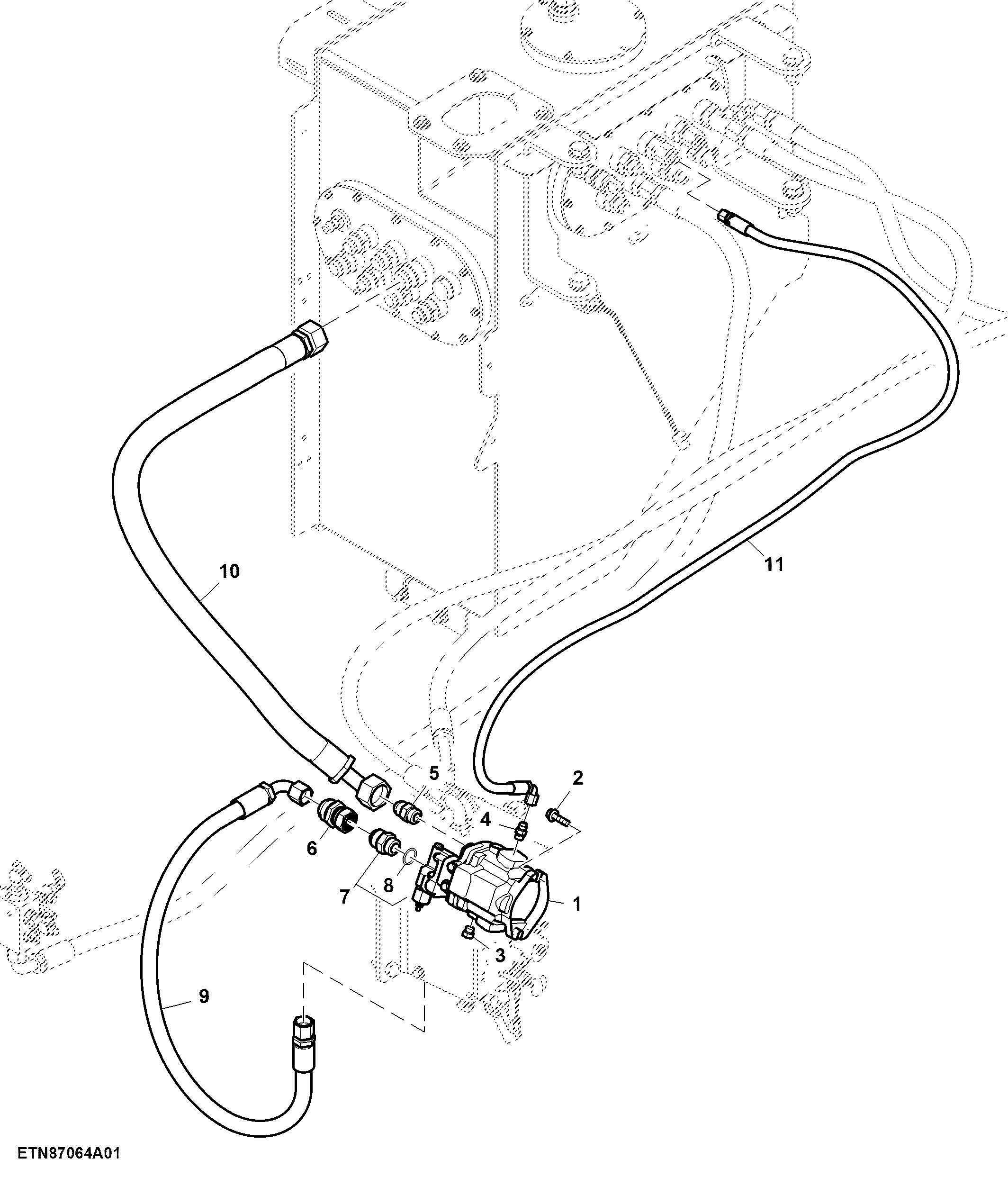 Hydraulic Pump and Cylinder Function Valve Lines