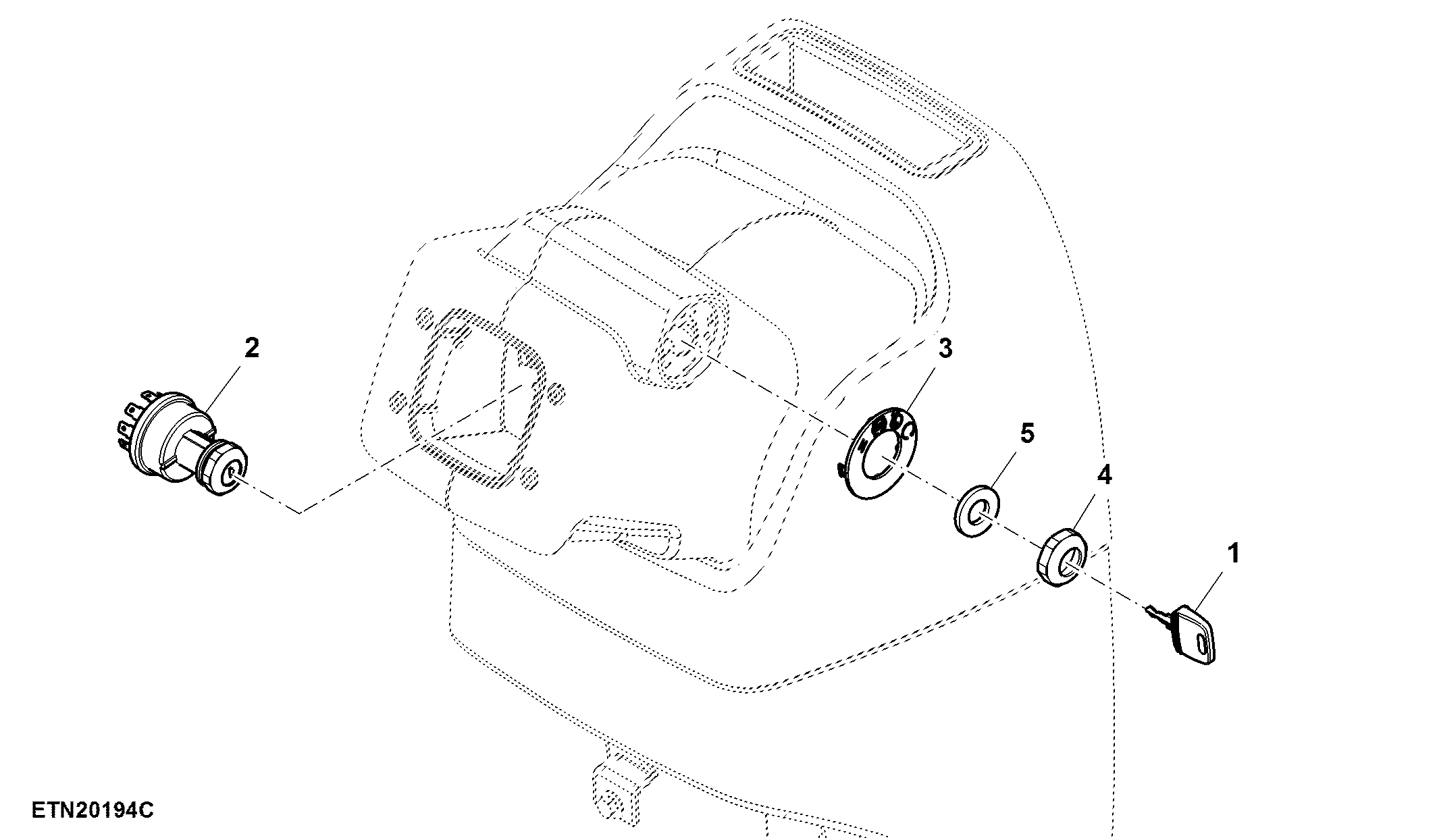 Ignition Key Switch, W/O Immobilizer, W/ Backup Pump