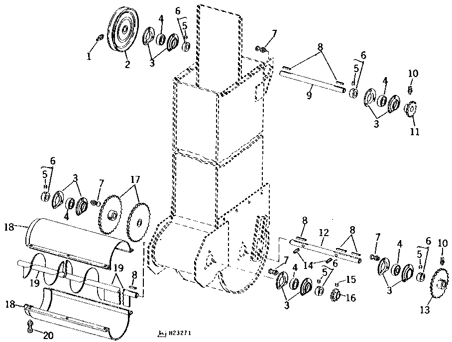 DIP AND POUR ELEVATOR LOWER AUGER AND UPPER COUNTERSHAFT