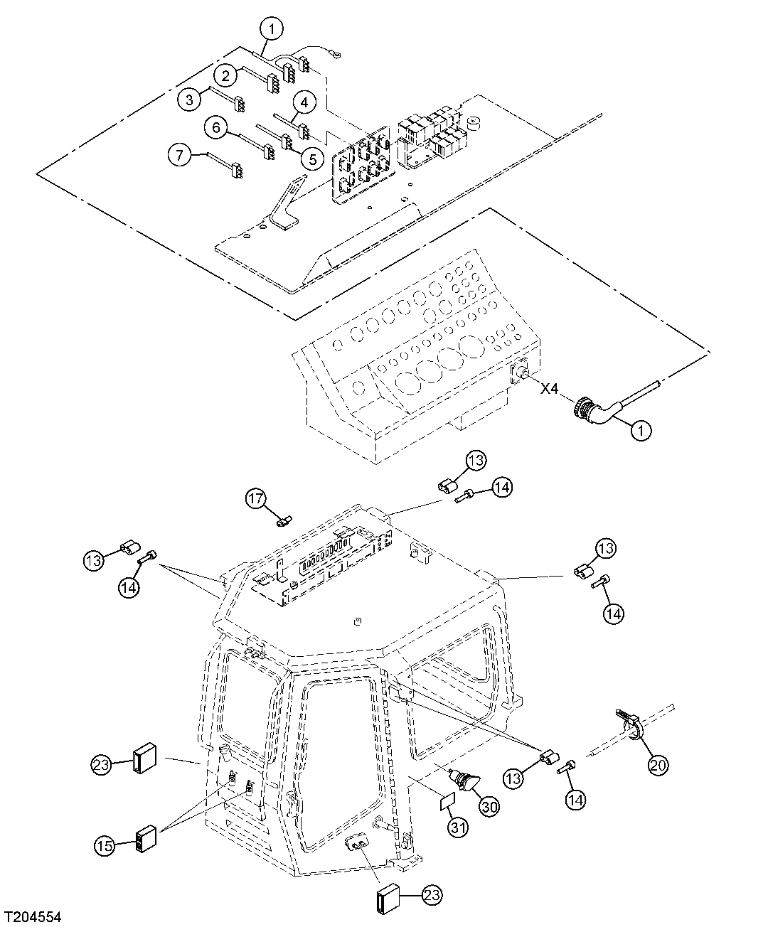CAB OVERHEAD CONSOLE ELECTRICAL CONNECTORS (S.N. 006200-)
