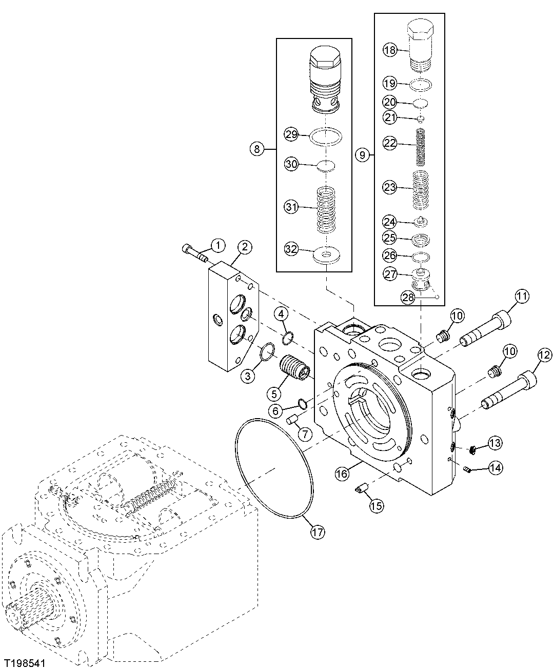 HYDROSTATIC PUMP MANIFOLD AND PRESSURE RELIEF VALVES