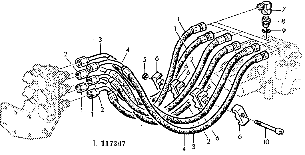 OIL LINES FOR QUICK COUPLERS (WITH GRESEN SELECTIVE CONTROL VALVES) (FOR GP-TRACTORS)