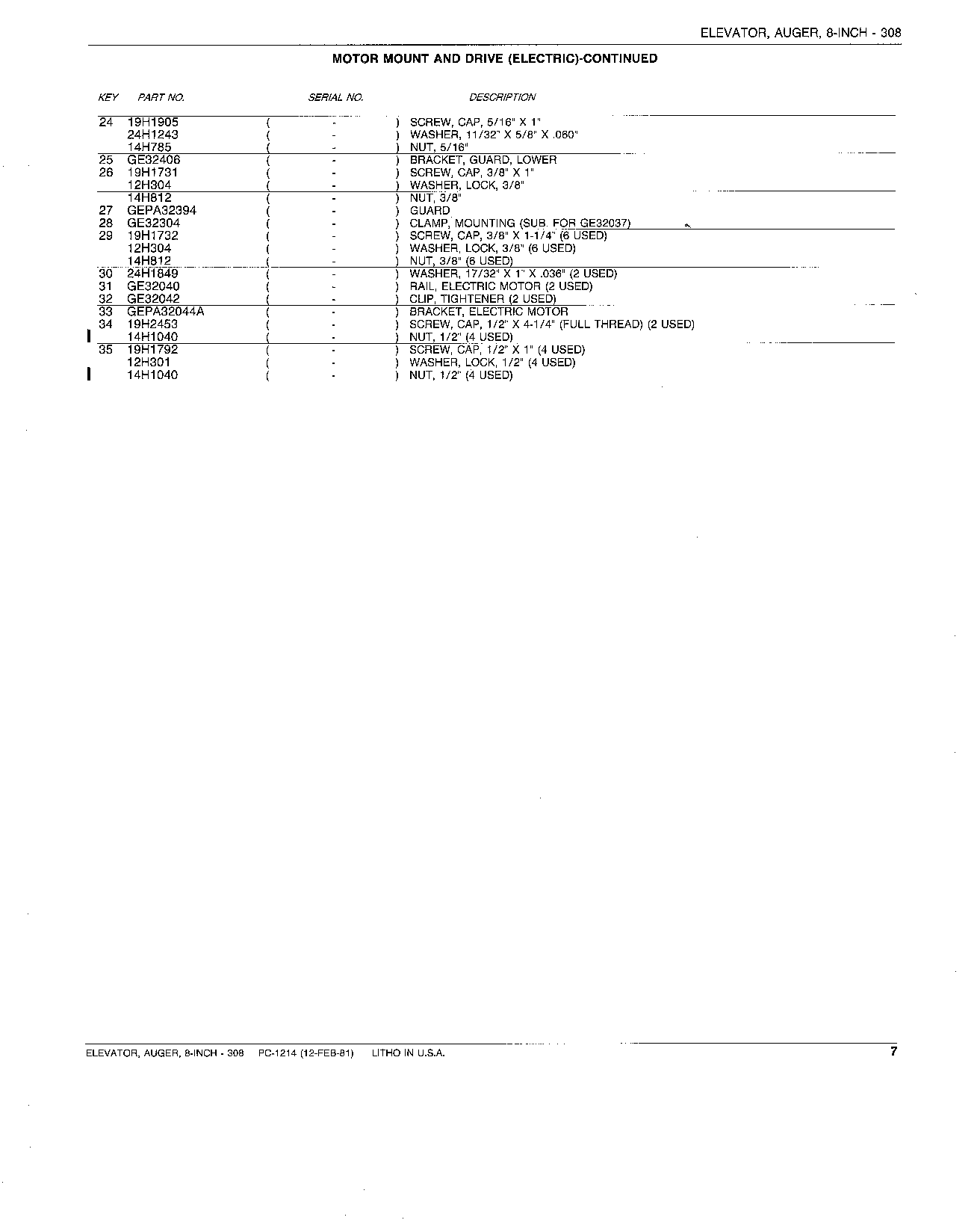 MOTOR MOUNT AND DRIVE (ELECTRIC) (Continued)