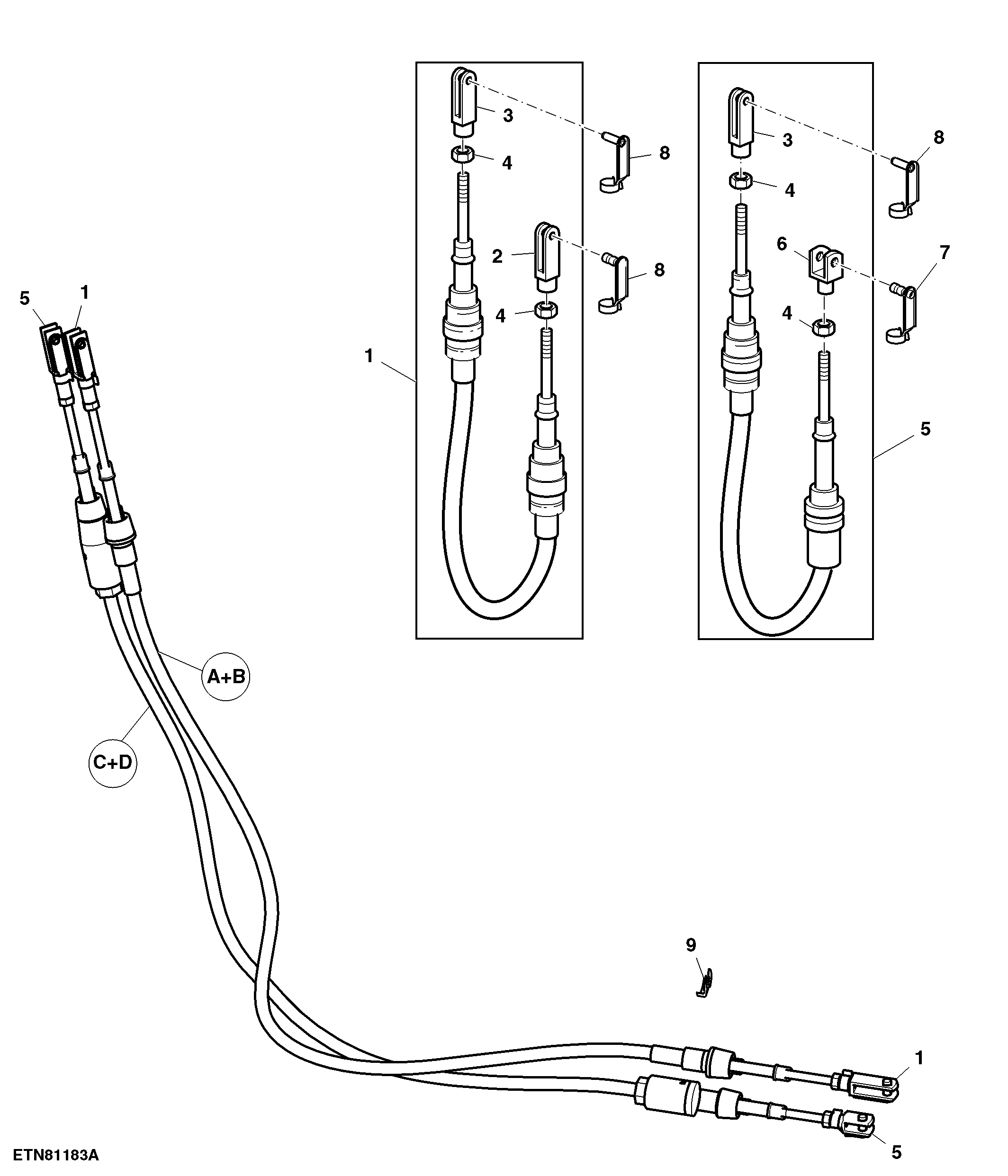 Bowden Cables, 4-Range Shift, W/ OOS, Standard
