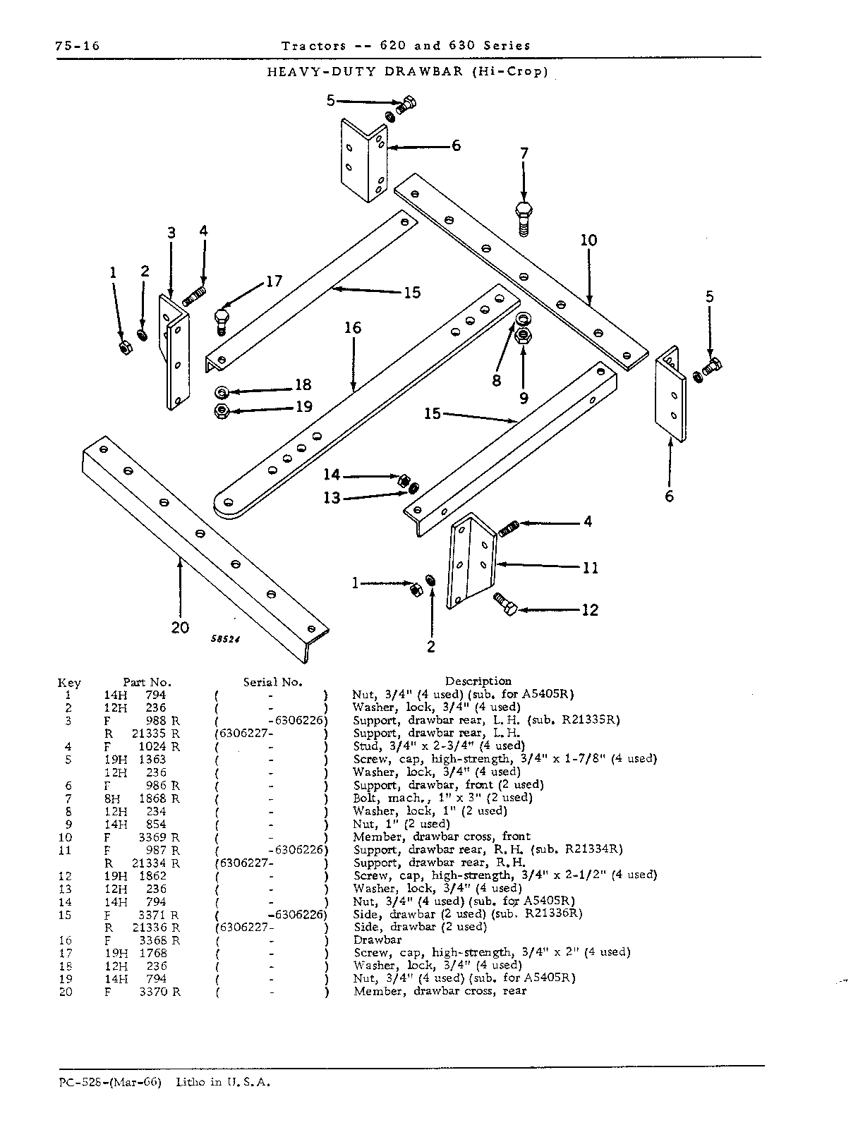 Heavy-duty drawbar (Standard) (Continued)