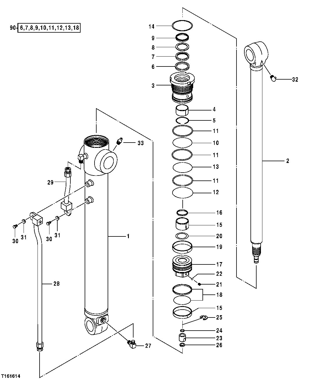 ARM CYLINDER COMPONENTS AND OIL LINES (WITH OFFSET BOOM)