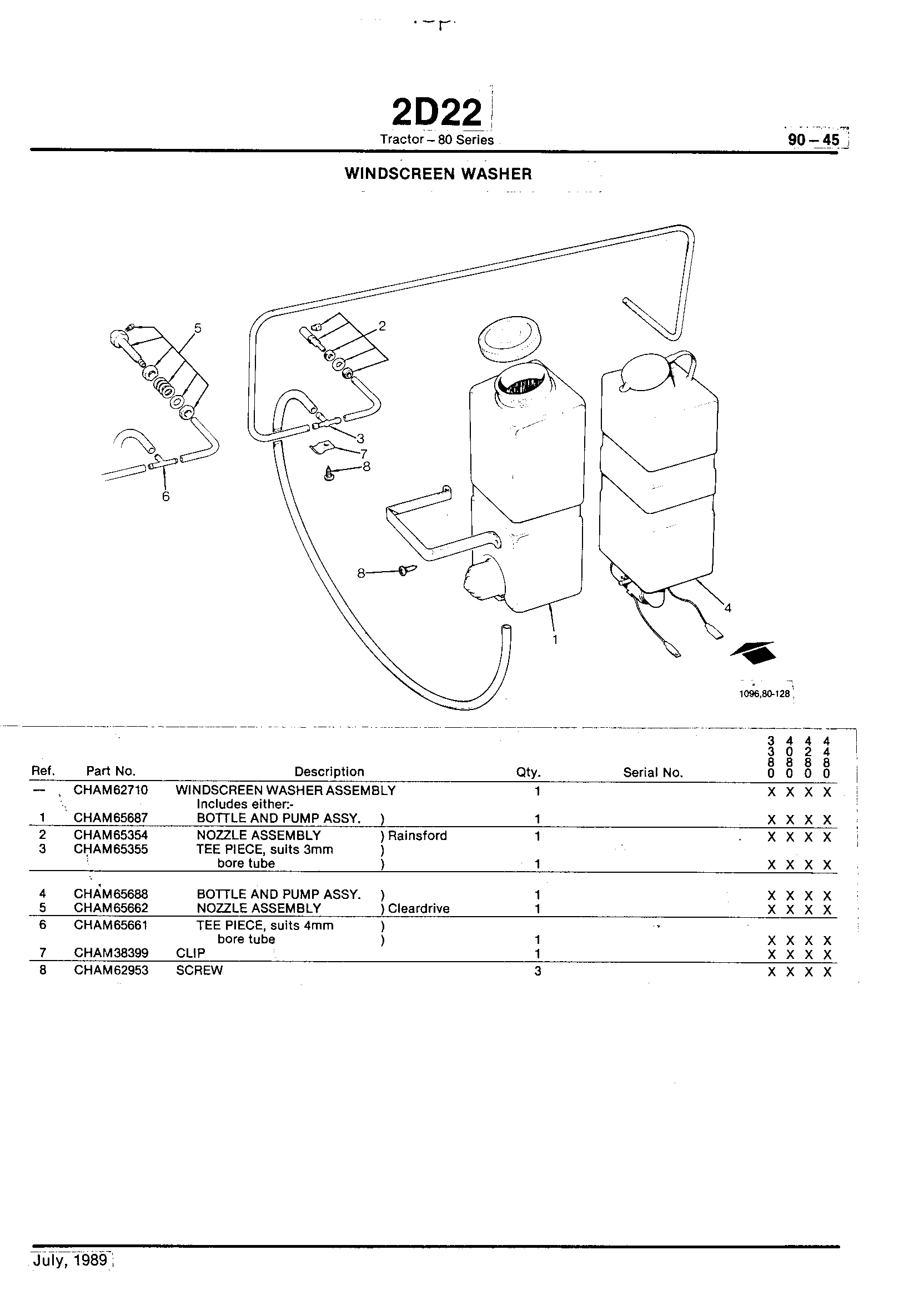 Operator Station Windscreen Washer