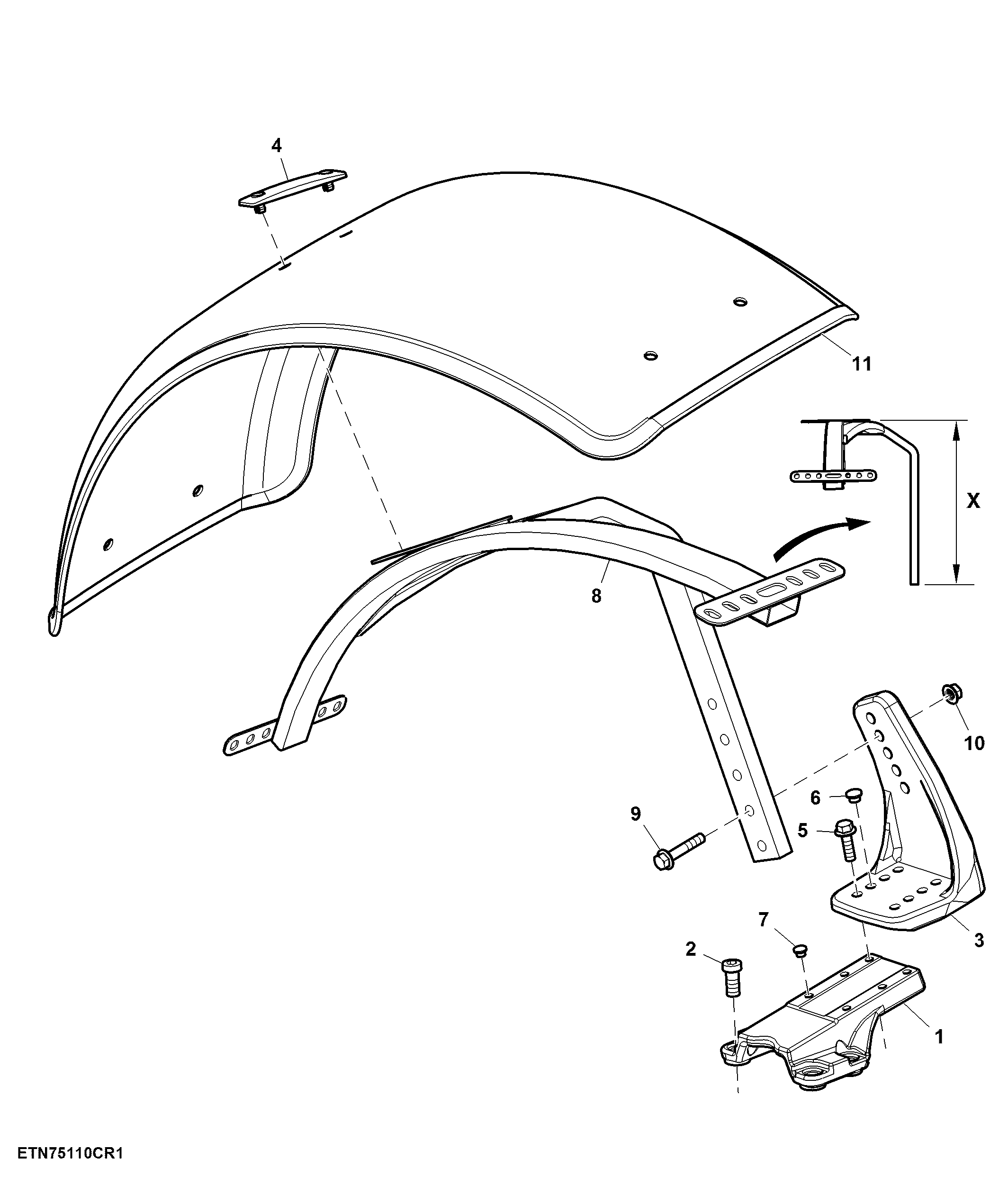 Front Fenders, Regular Support, MFWD, Rigid, 370 mm Wide