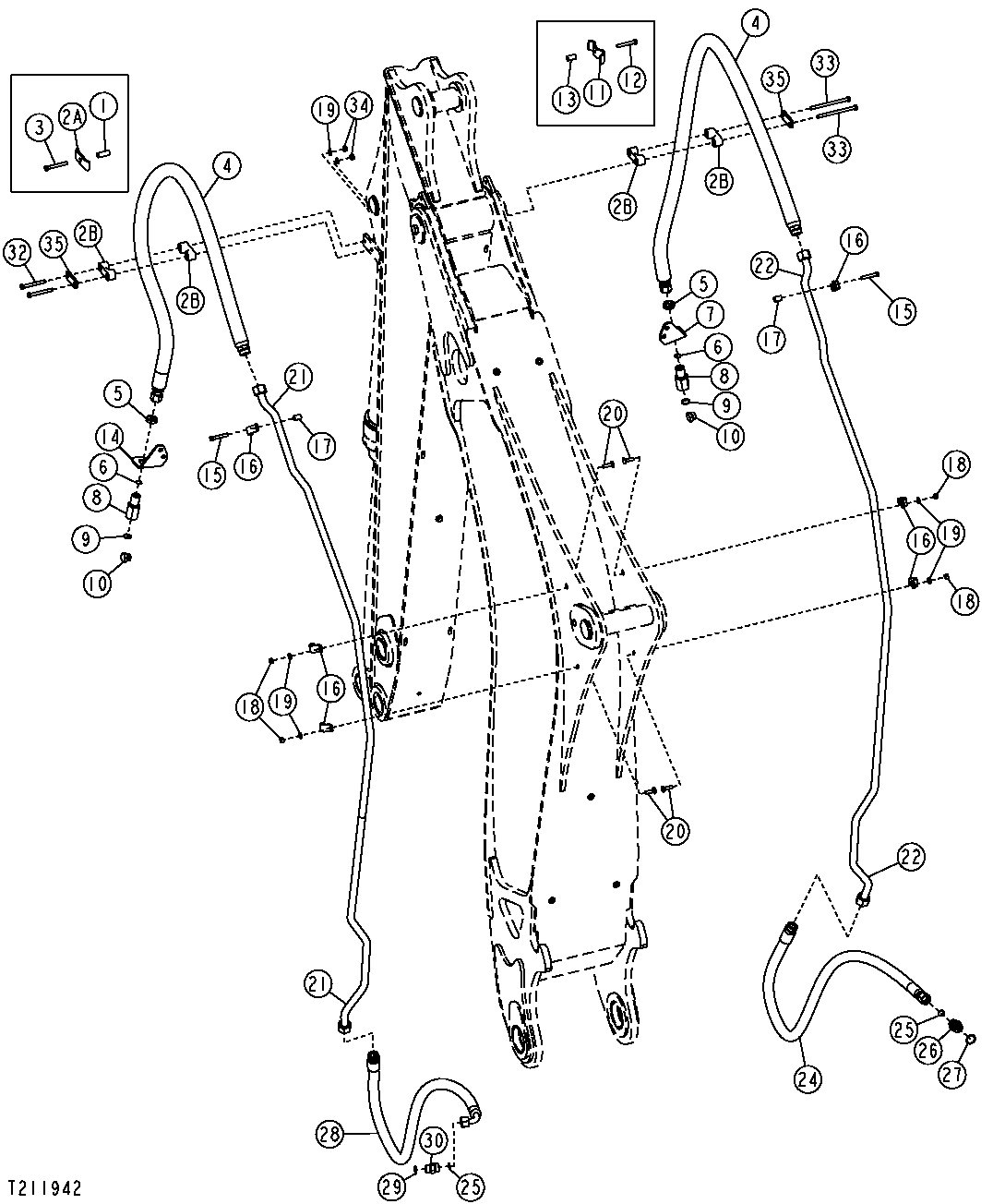 Auxiliary Equipment Hydraulic Hoses and Oil Lines (Standard Dipperstick)