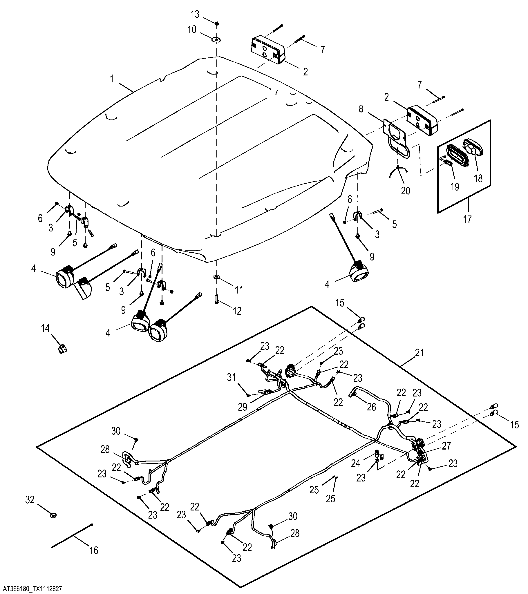 Roof with Wiring Harness and Deluxe Lights, Russian