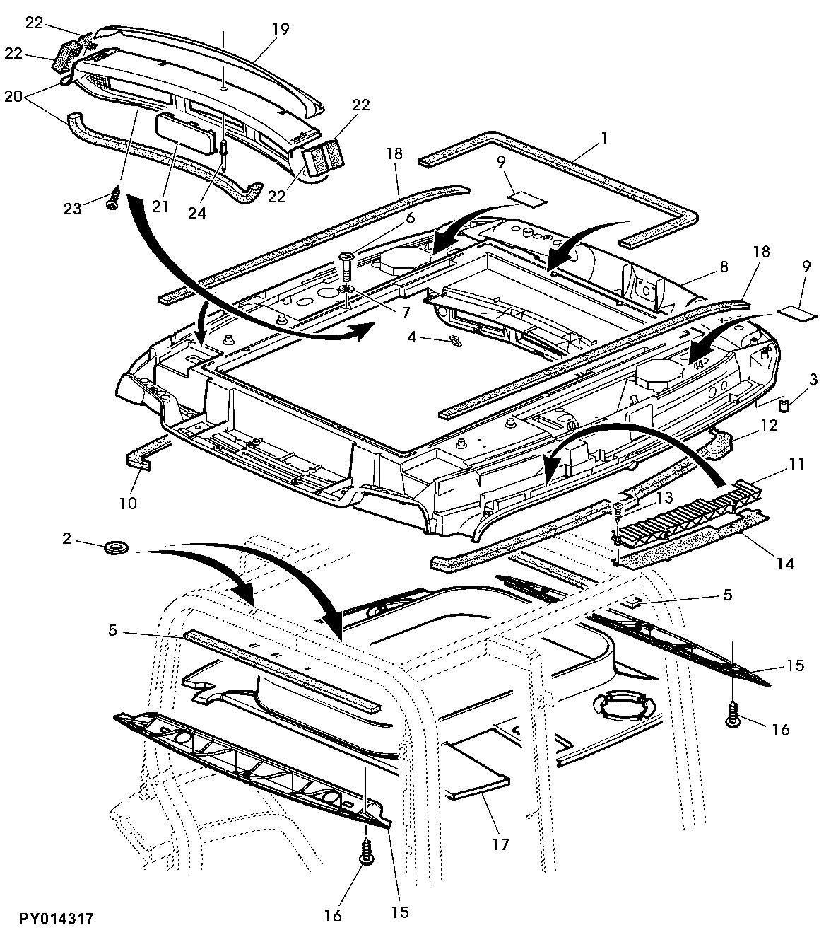 HEADLINER, HEADLINER TRIM (WITH HINGED HATCH)