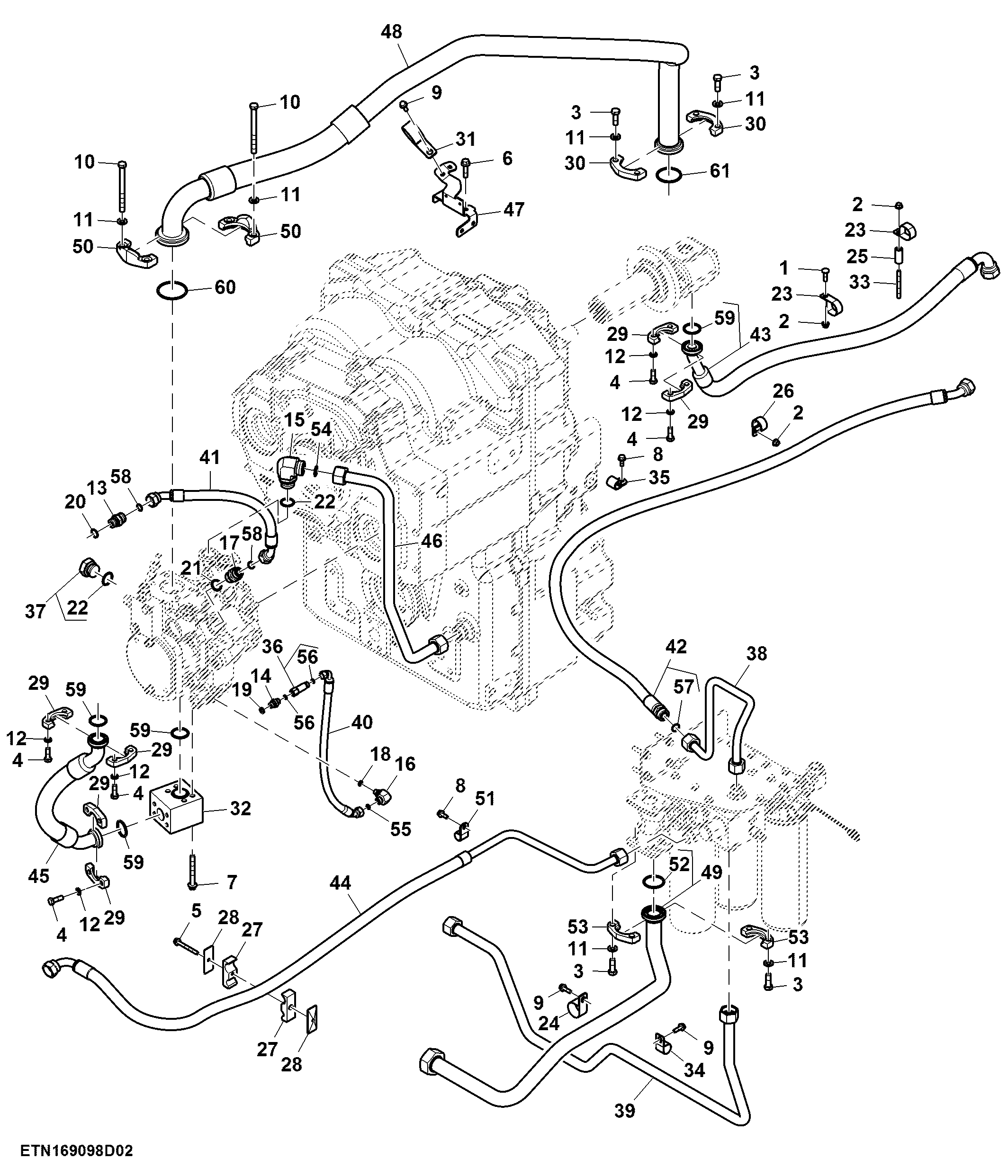 Hydraulic Lines, Standard Flow, W/O PTO (2/2) (801465 - 804100)
