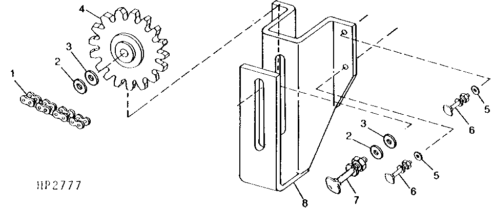 FEEDER CONVEYOR DRIVE CHAIN, IDLER AND BRACKET