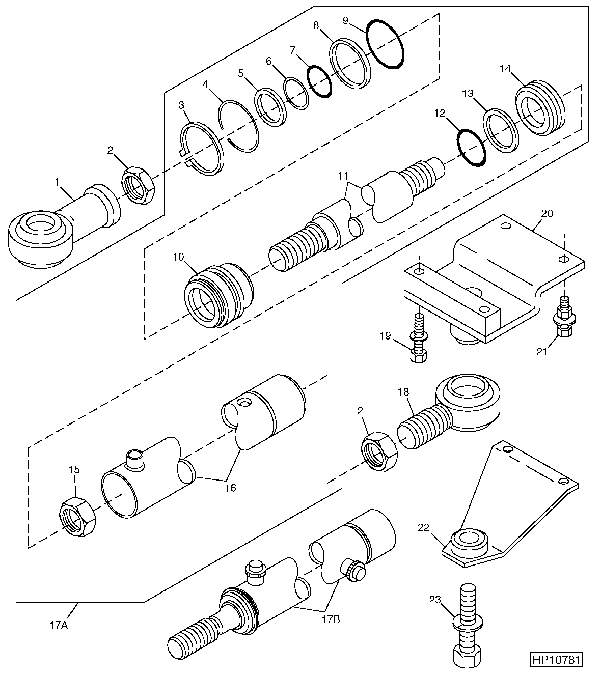UNLOADING AUGER SWING HYDRAULIC CYLINDER AND MOUNTING