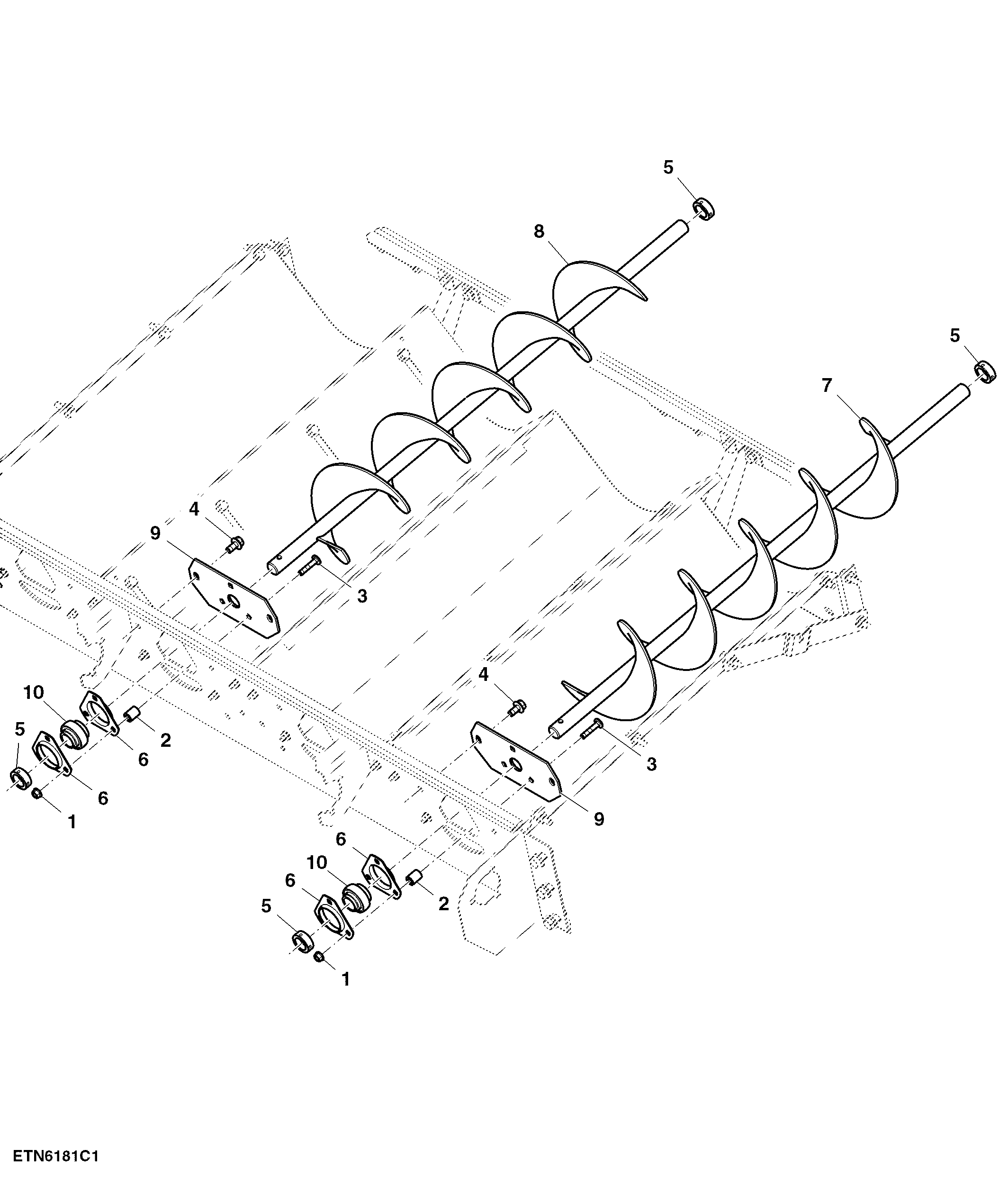 Conveyor Auger, Combine Shoe, Standard Wear