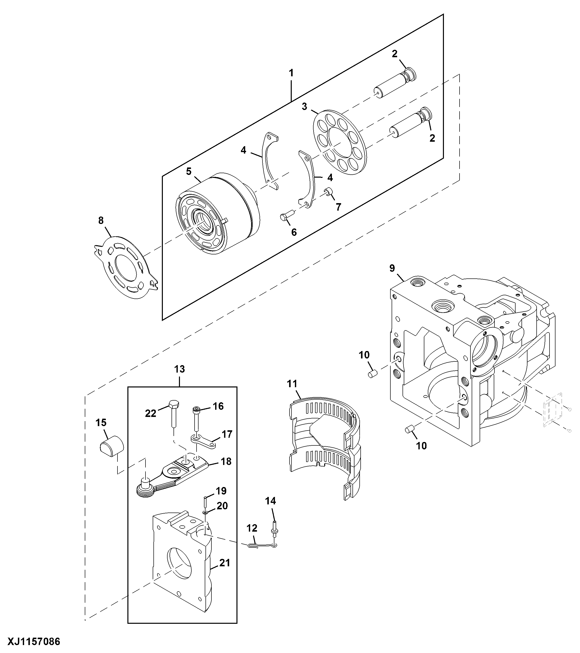 Hydrostatic Pump Swash Plate and Cylinder Block Assembly