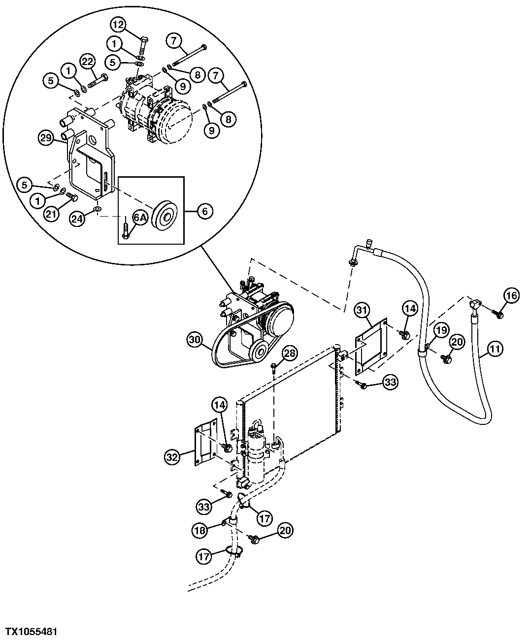 AIR CONDITIONING COMPRESSOR MOUNTING AND BELT