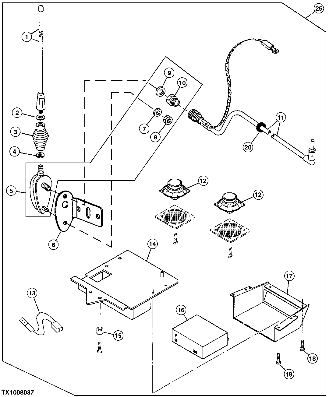 RADIO, ANTENNA AND SPEAKERS (FOR USE WITH CAB ONLY)
