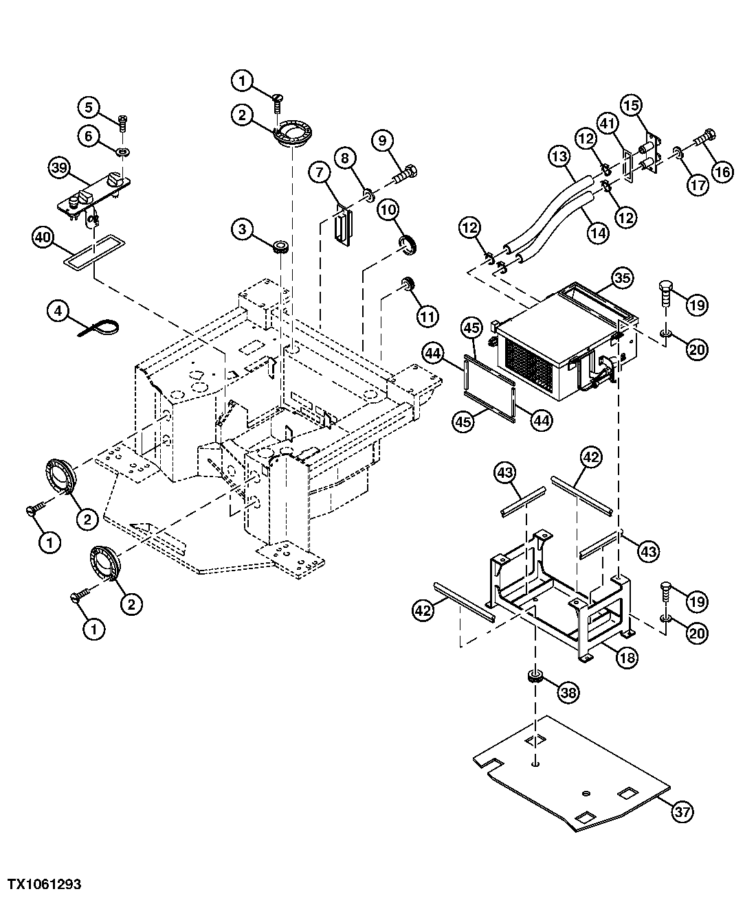 CAB HEATER BOX MOUNTING BRACKET AND HEATER HOSES