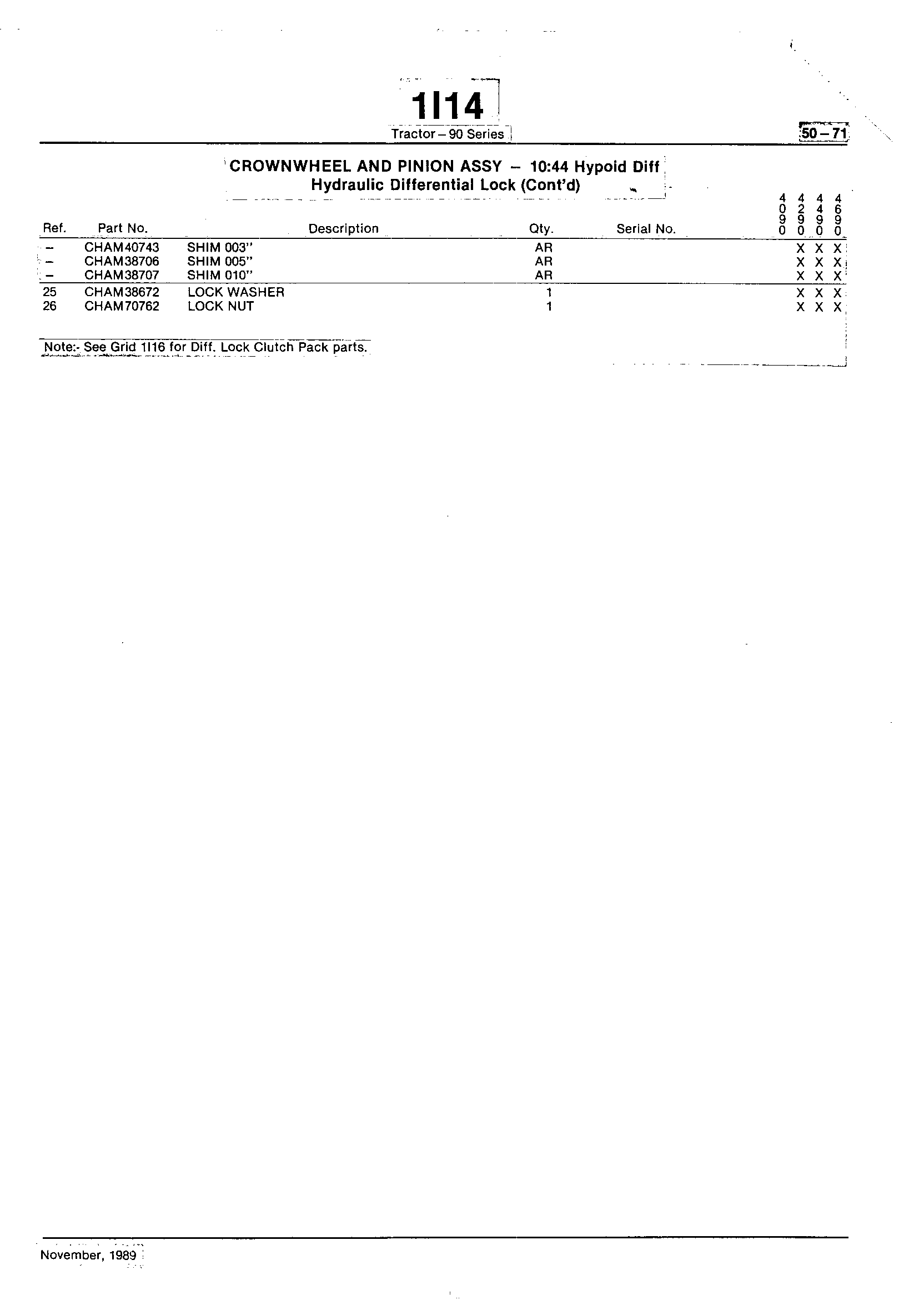 Power Train Crownwheel and Pinion (Continued)