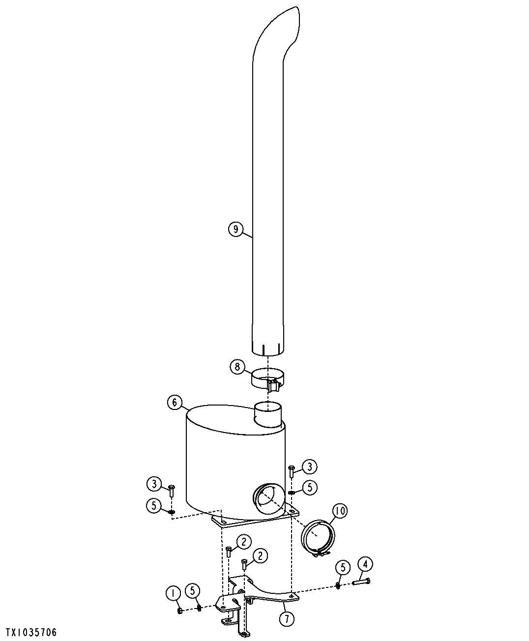 Exhaust Extension and Muffler (Engine 6068HT067)