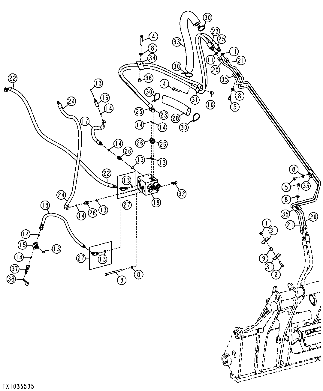 Hydraulic Front Coupler Lines and Hoses (Engine TT094)