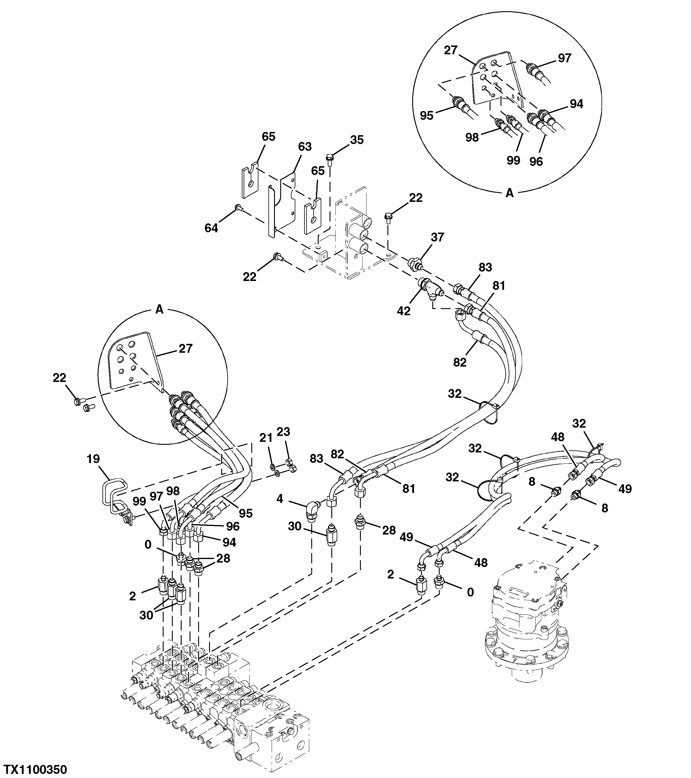 Control Valve Hydraulic Lines (2) (Power Angle Blade)