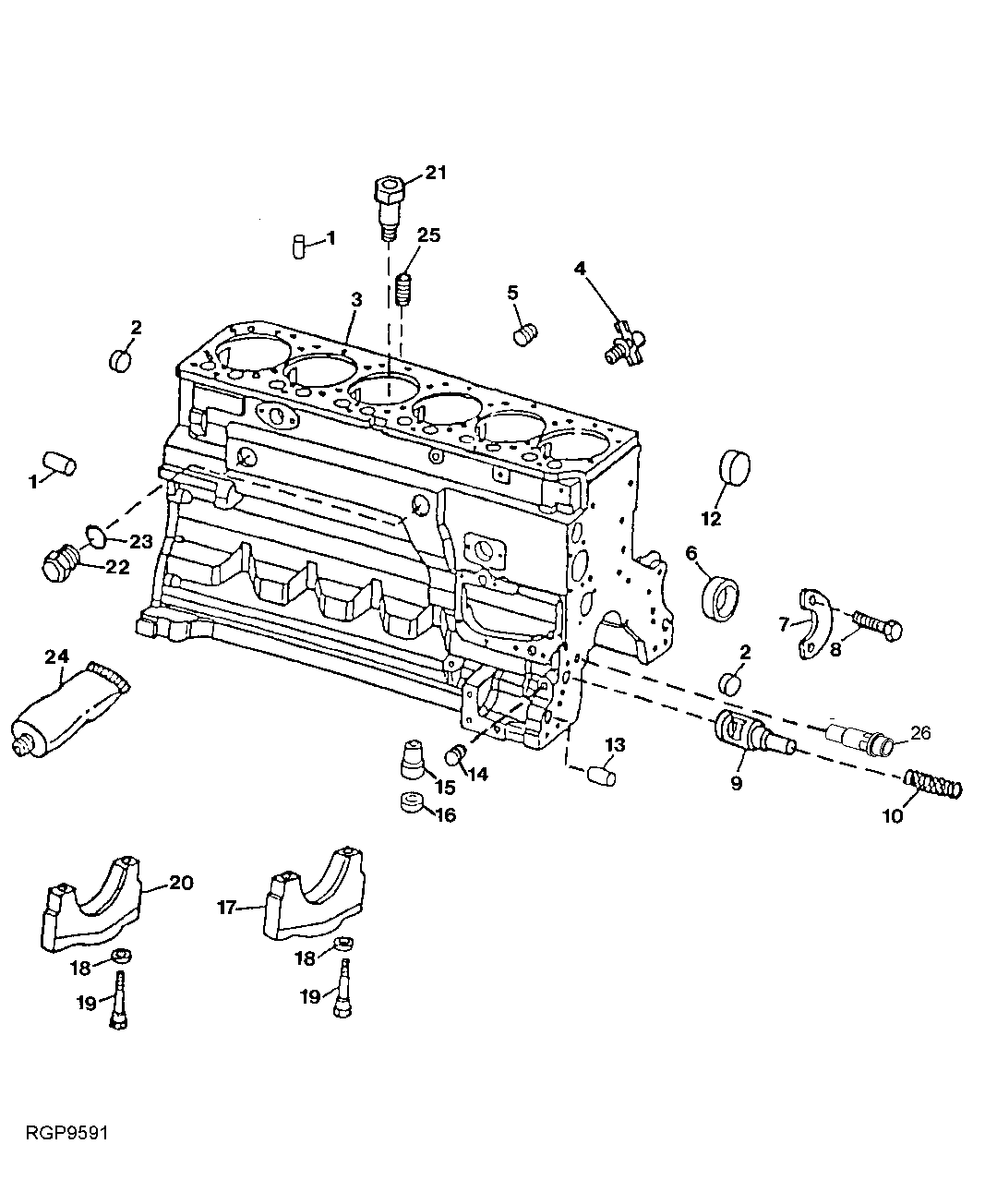 CYLINDER BLOCK AND MAIN BEARING CAPS (VSN 920839- ) PE6068TT060