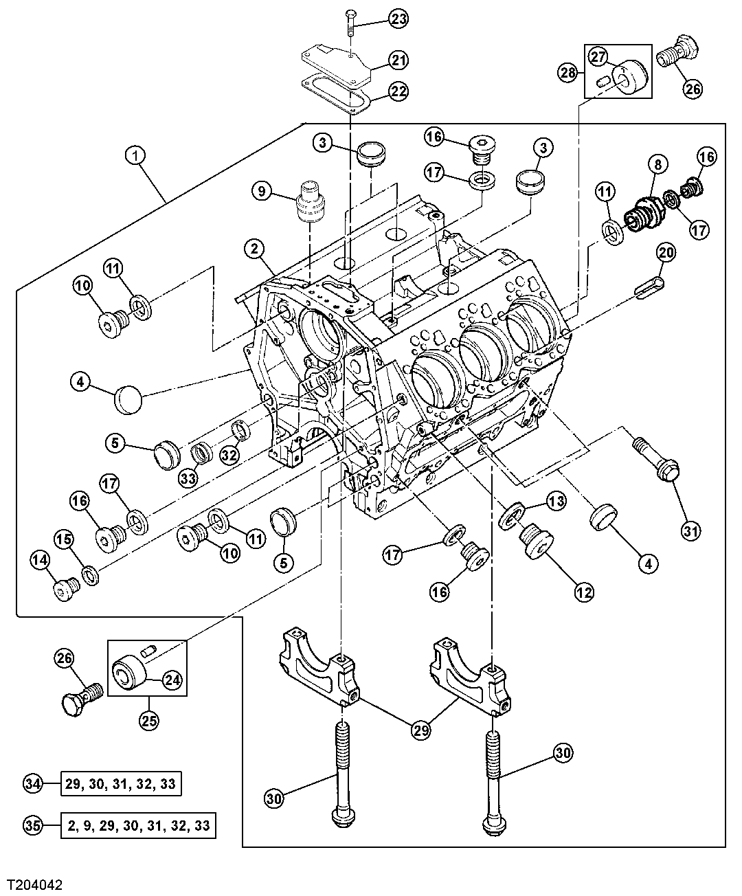 ENGINE CYLINDER BLOCK AND MAIN BEARING CAPS