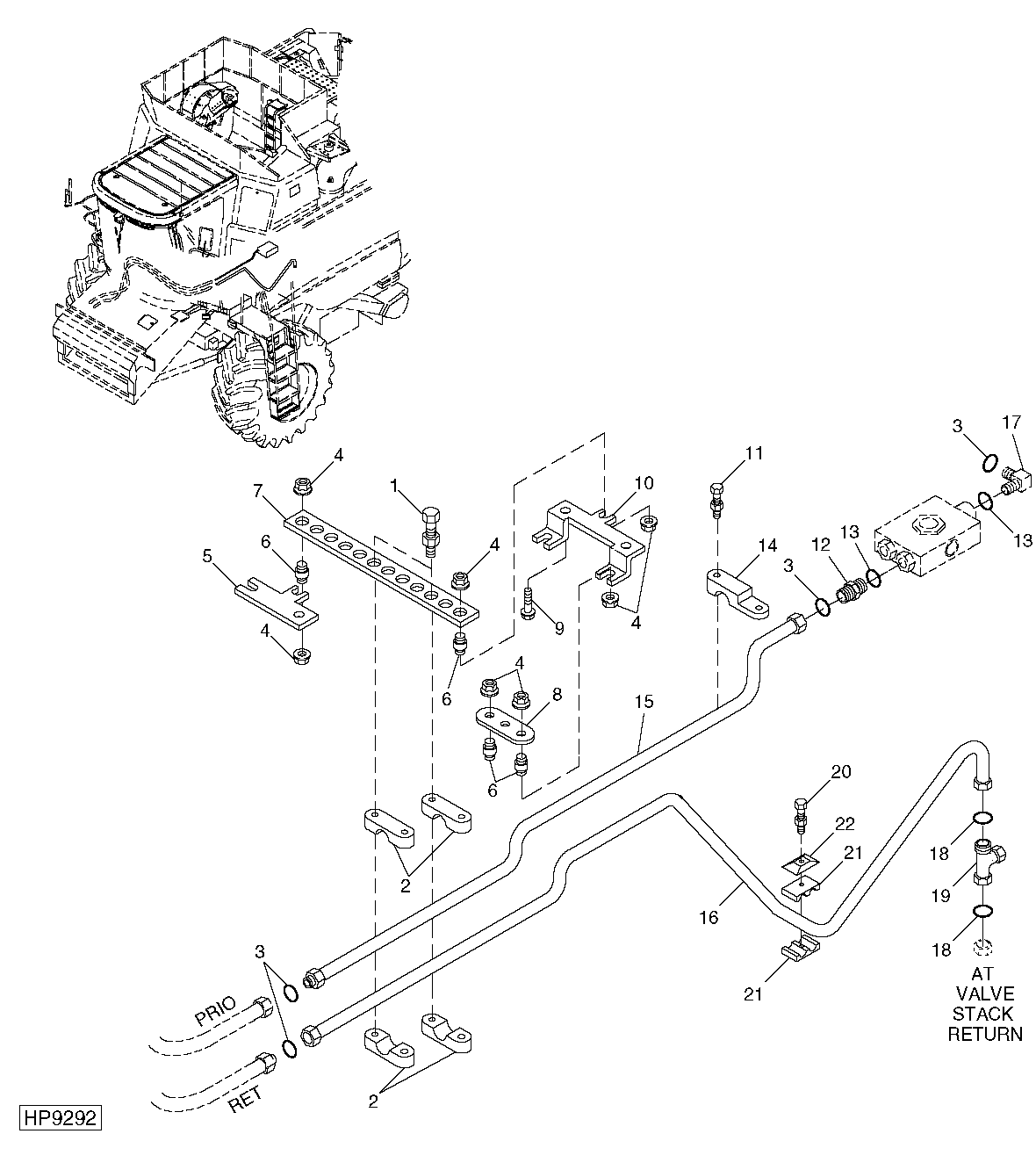 REEL DRIVE HYDRAULIC LINES AND HOSES, L.H. SIDE ( - 695400)