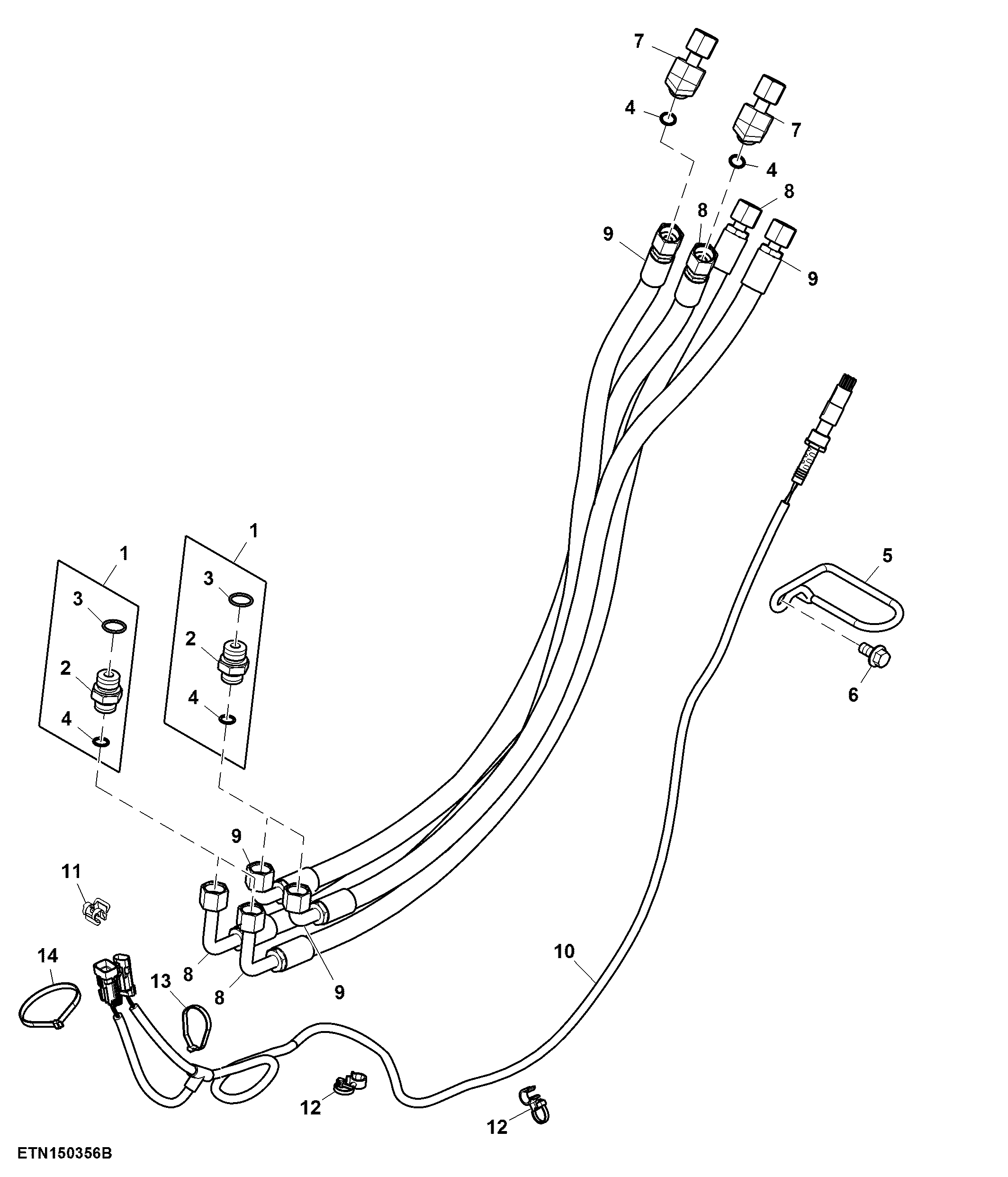 Hoses / Fittings, Multicoupler, Front Loader, 2 Functions