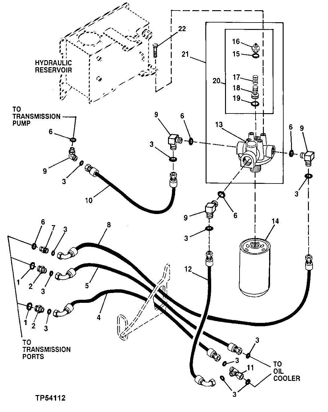 TRANSMISSION FILTER, FITTINGS AND HYD HOSES