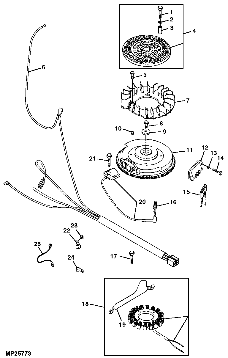 FLYWHEEL, SCREEN, AND ENGINE ELECTRICAL PARTS