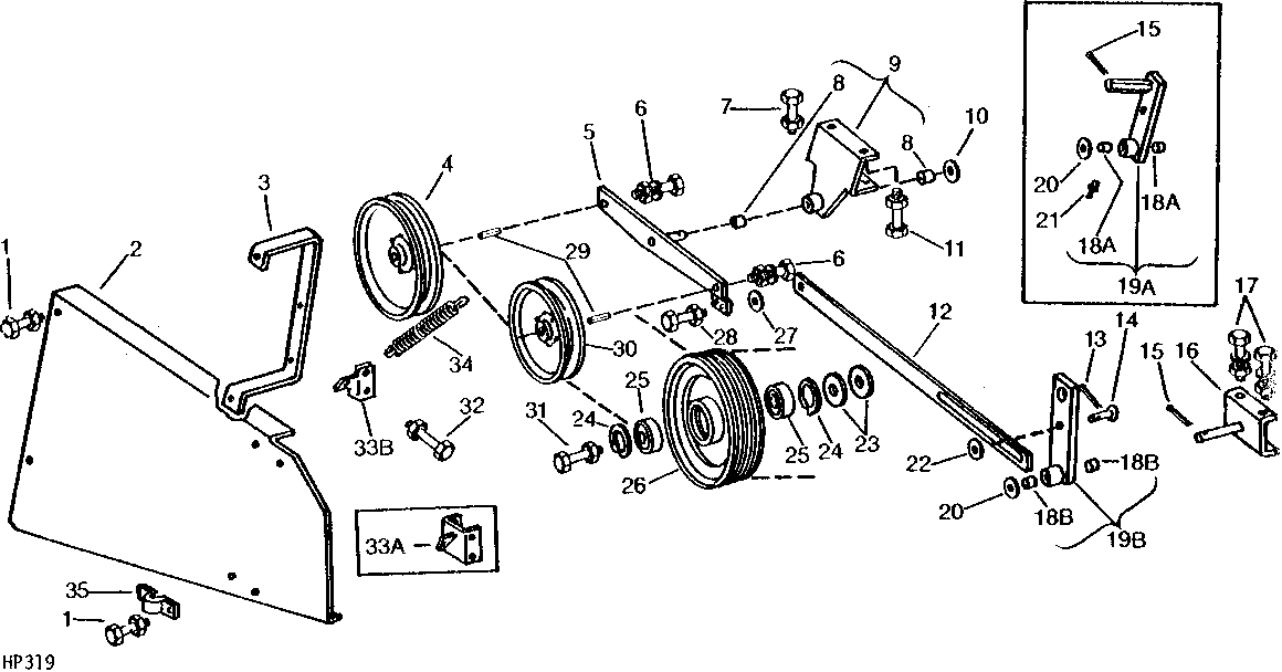 STRAW CHOPPER DRIVE IDLER, TIGHTENER, AND SHIELD