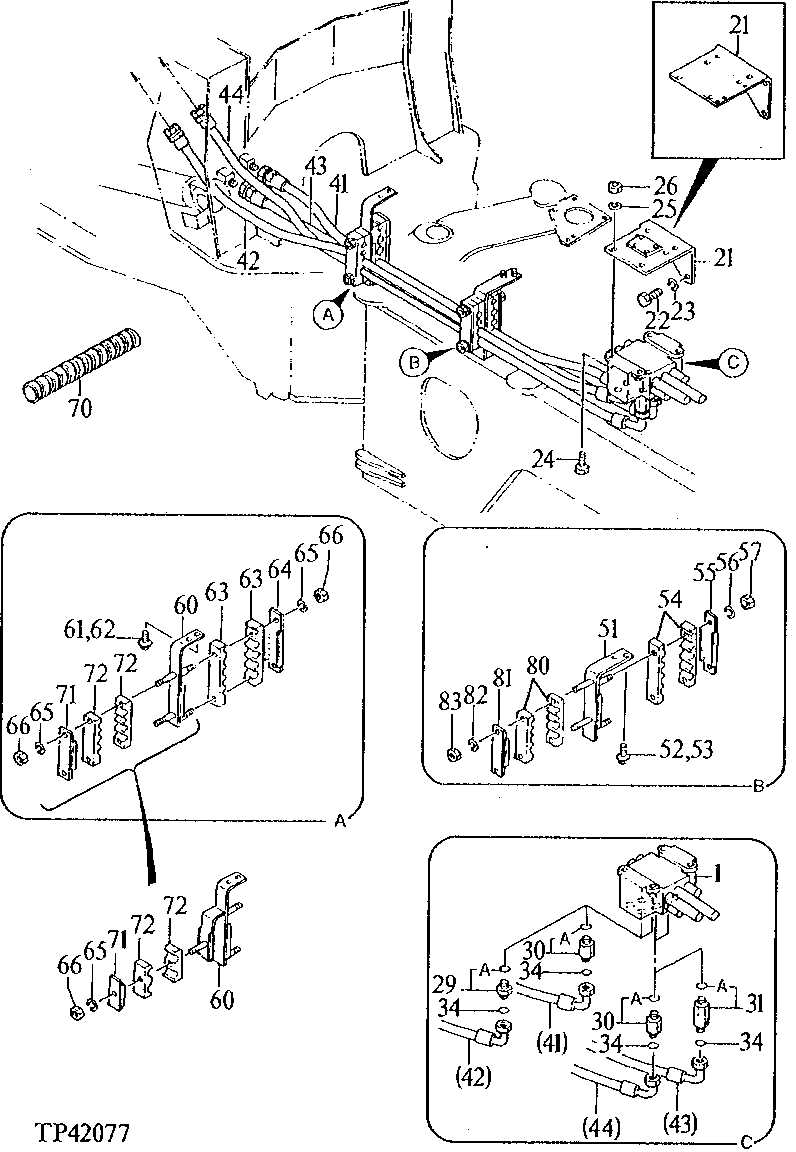 HYDRAULIC VALVE TO FRONT FRAME PLUMBING (000477 - )