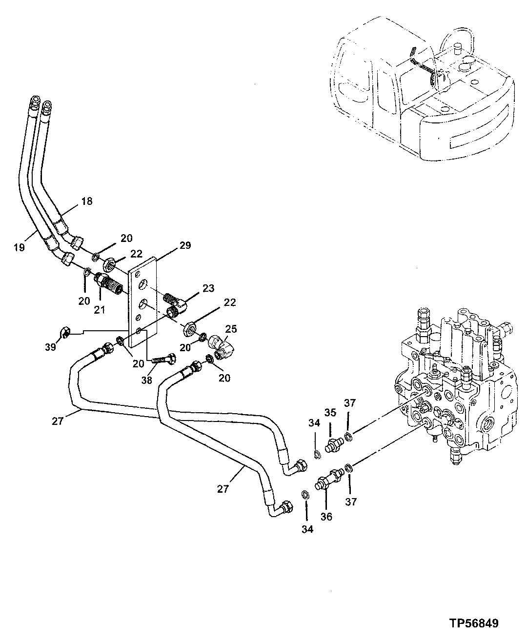 CONTROL VALVE TO BOOM LINE HOSES (AUXILIARY FUNCTION LINES)