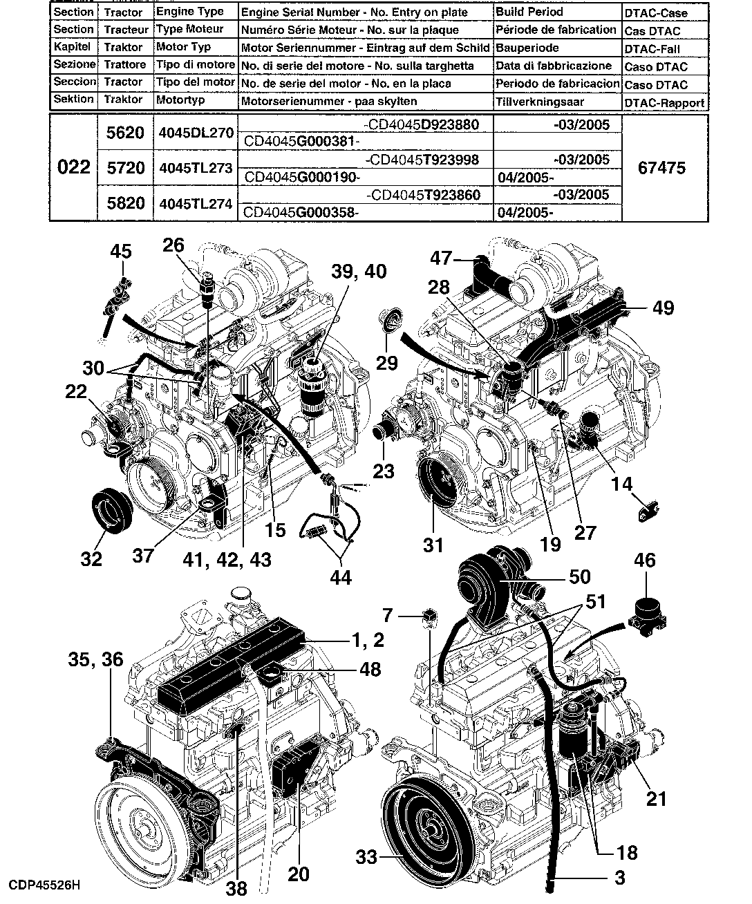 22 ENGINE, 5620 (4045DL270), 5720 (4045TL273), 5820 (4045TL274) (800000- )