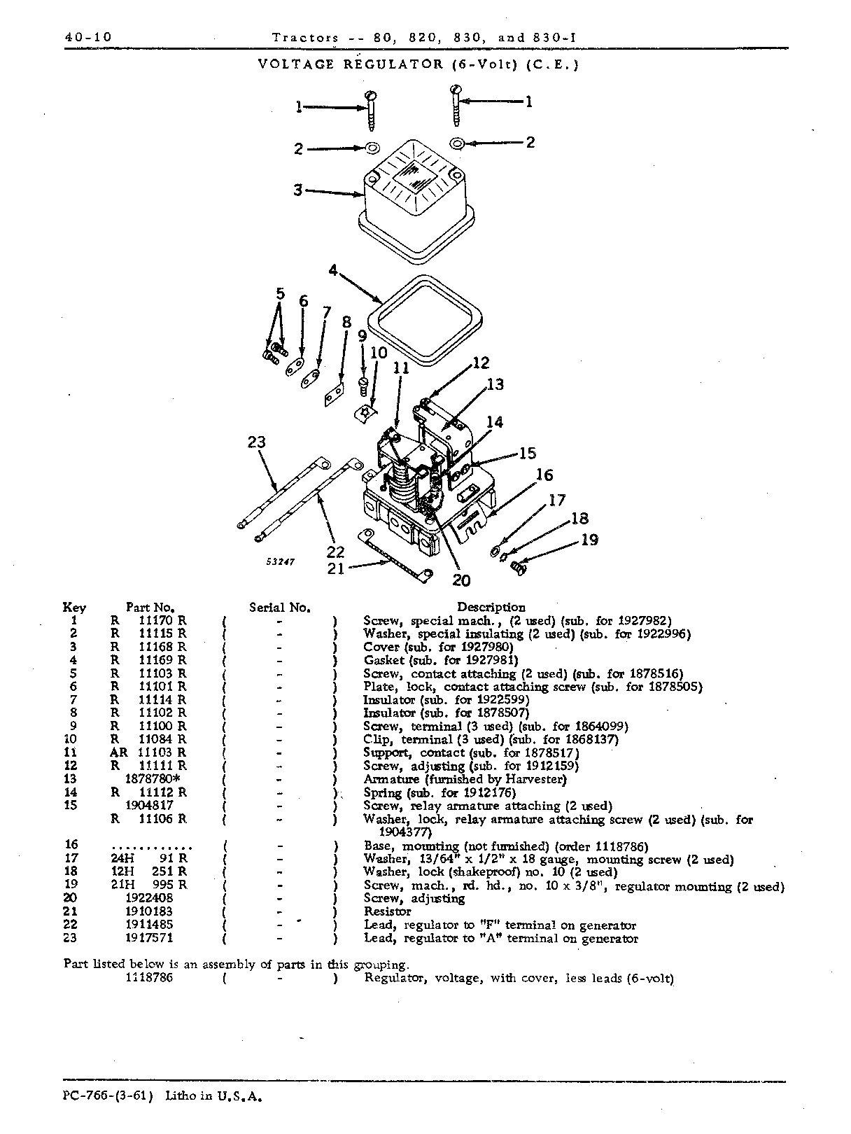 Generator (Parts) (Continued)
