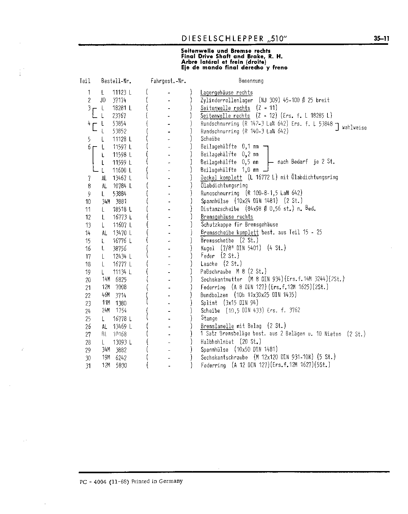 Brake Disk (Continued)