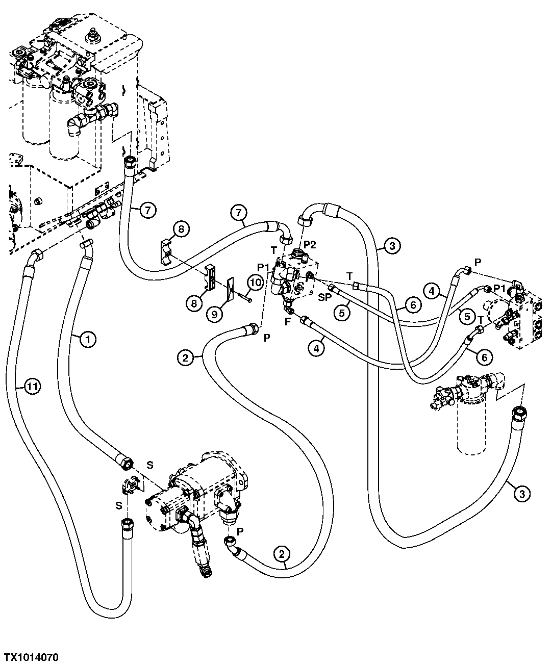 Hydraulic Filter Return Hoses and Charge Relief Valve