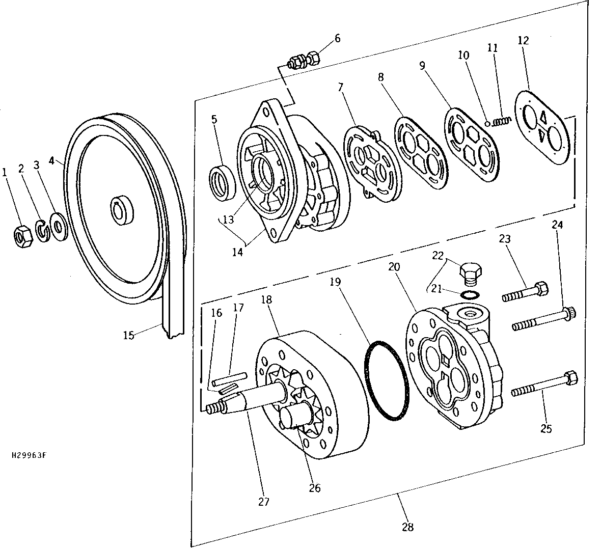 HYDROSTATIC DRIVE REEL HYDRAULIC PUMP AND SHEAVE